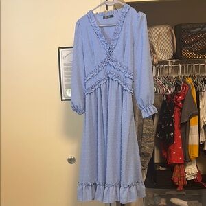 Elegant Blue Ruffled Dress